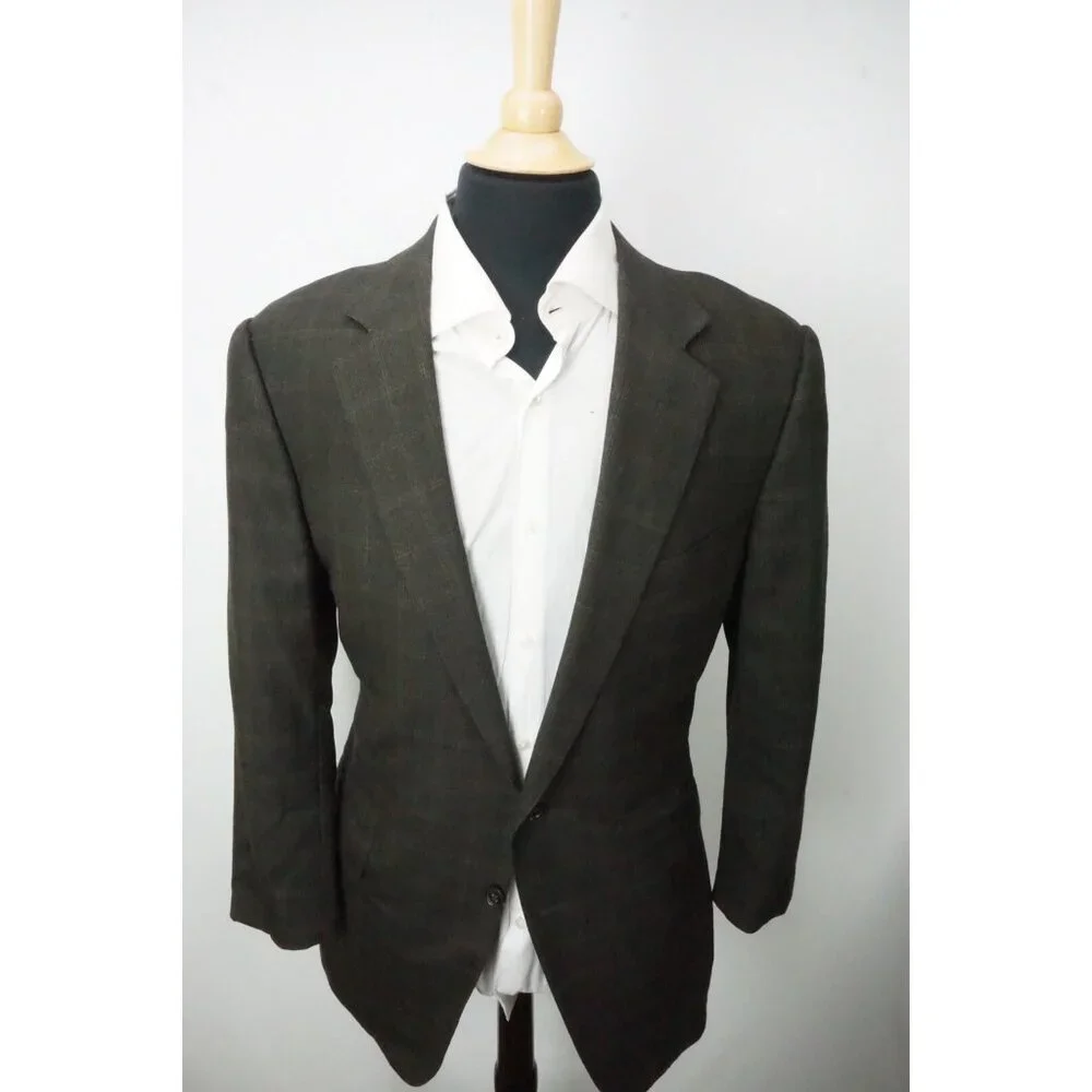 Ermenegildo Zegna Green Plaid 100% Wool Sport Coat Jacket Sz 44R